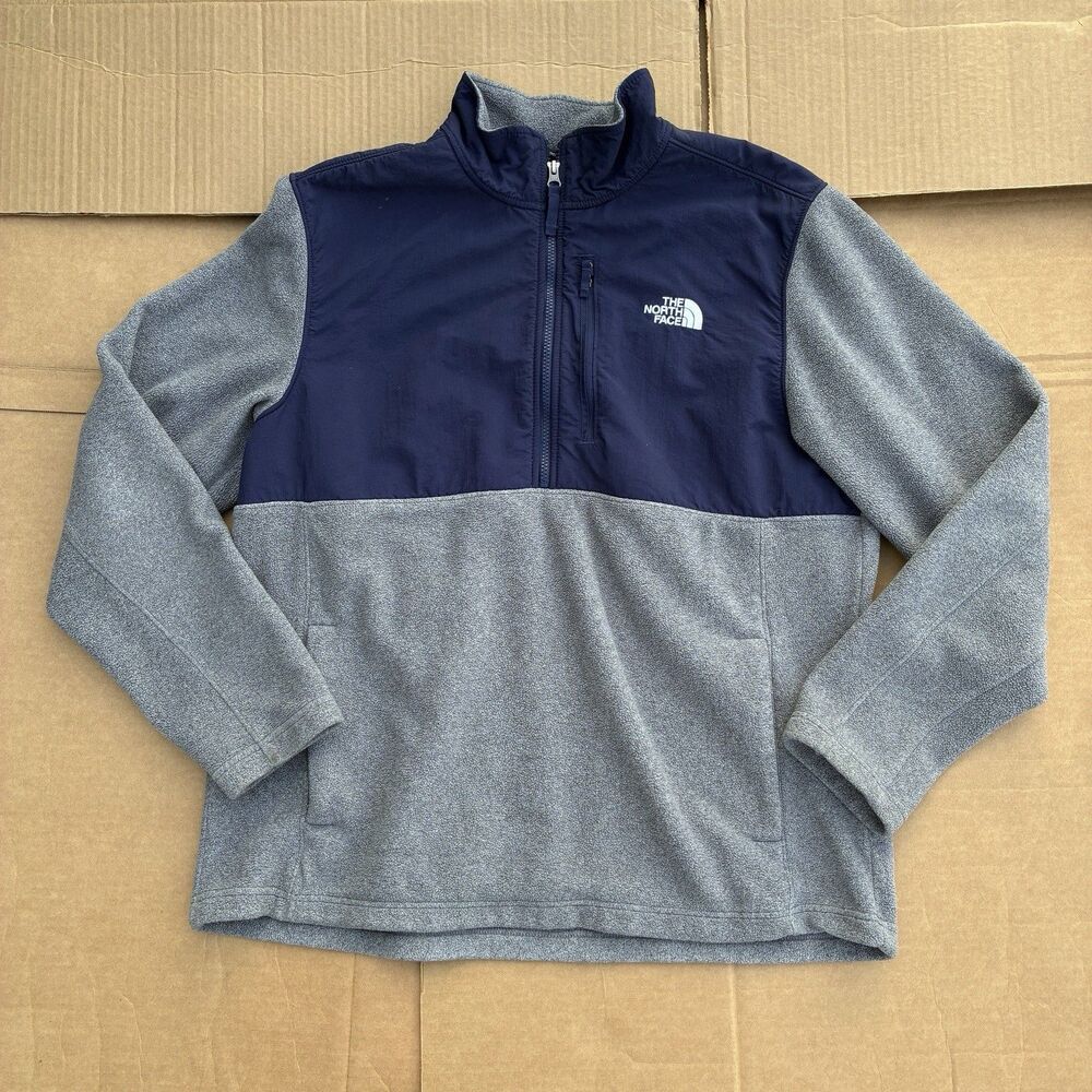 The North Face Men’s XL 1/4 Zip Fleece Pullover Colorblock Gray/Blue
